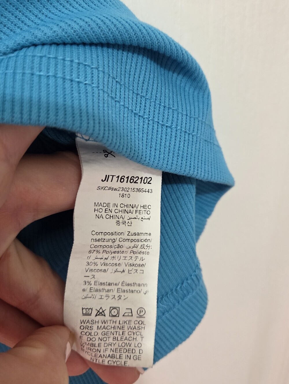 Women Aqua Blue Ribbed Crewneck Ruffle Sleeve Top Size Medium Summer Spring - Picture 6 of 7